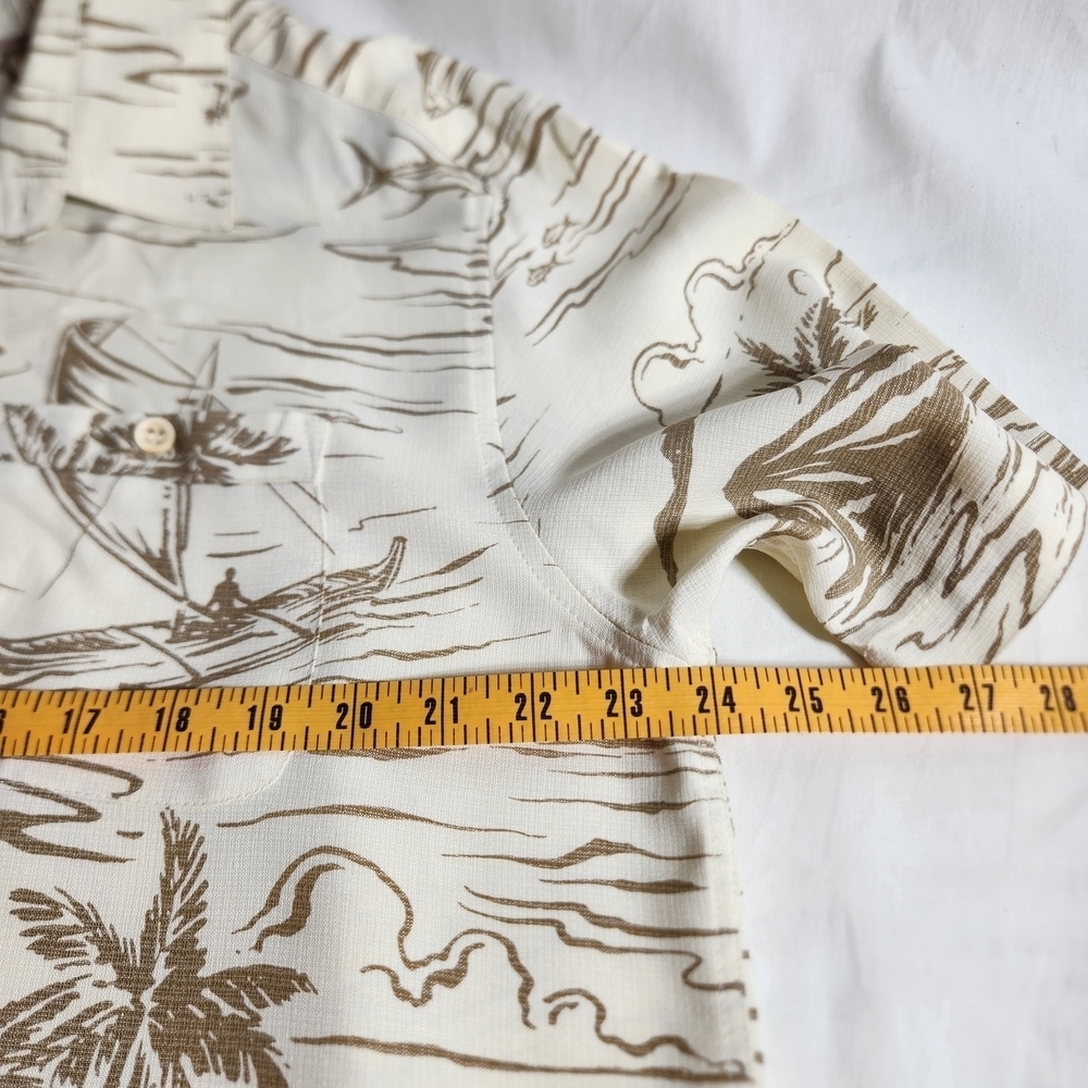 Quick Silver Waterman Men's L Cream Island Fish Boats Patterned Shirt - Picture 7 of 12